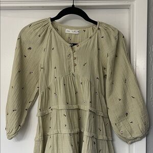 Zara Sage Green Ruffled Dress